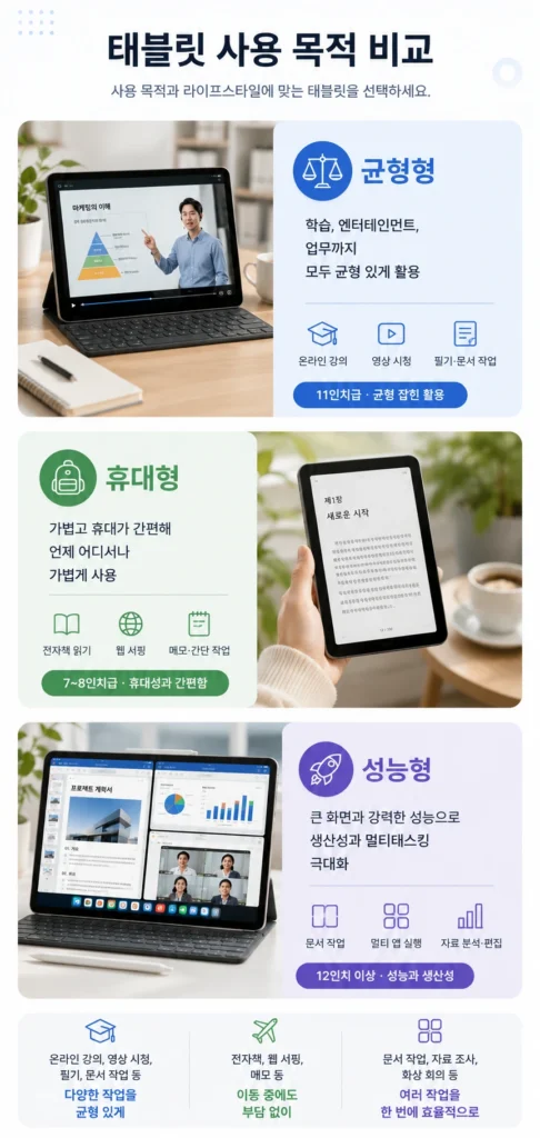 균형형, 성능형, 휴대형