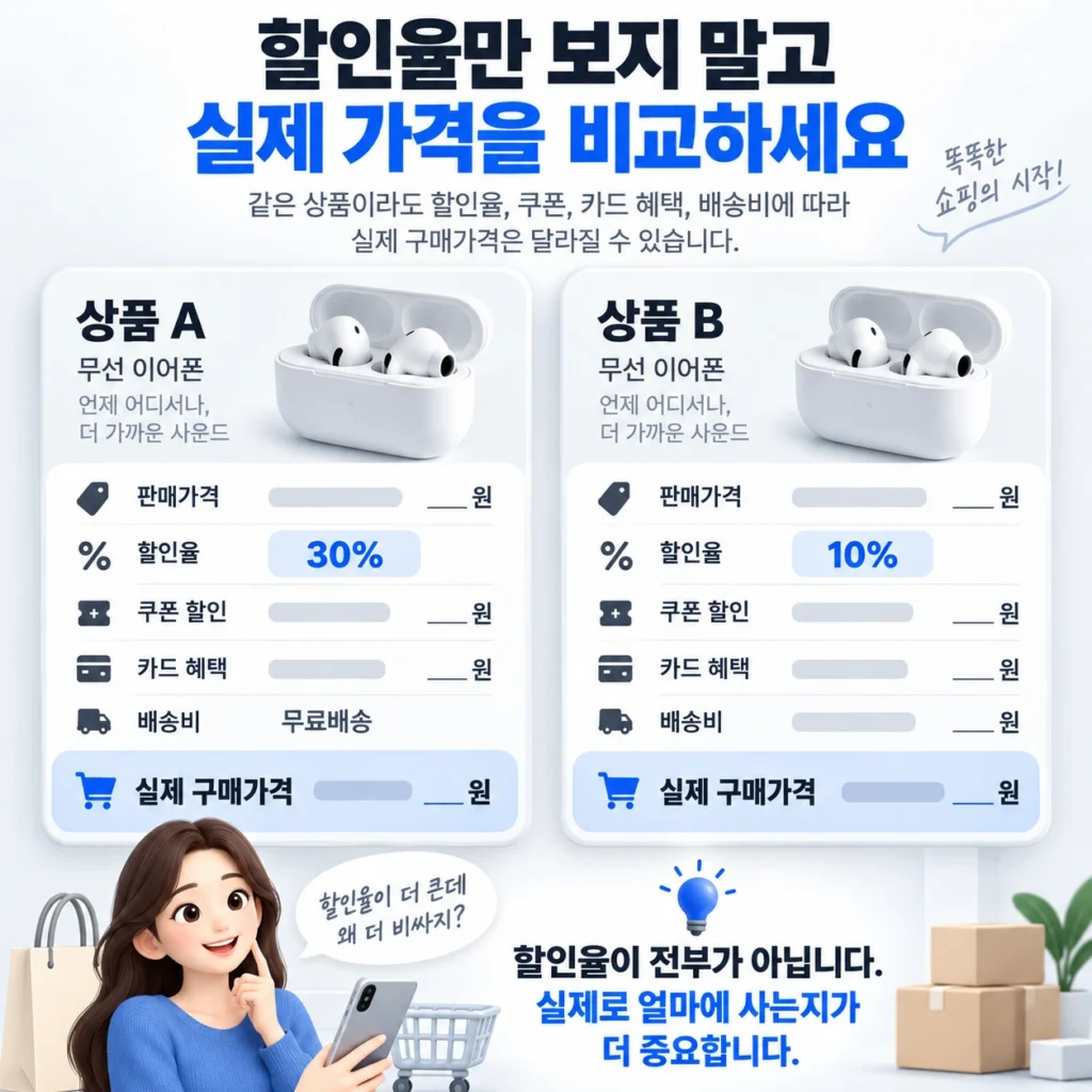 할인율과 실제 가격 비교